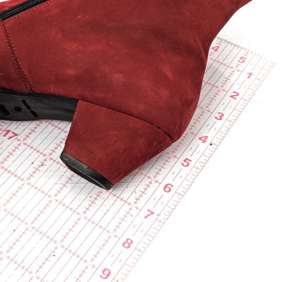 Arche Paris Women Red Garnet Nubuck Zip Heel Fashion Ankle Boots Size 10US EUR41 - Picture 6 of 8